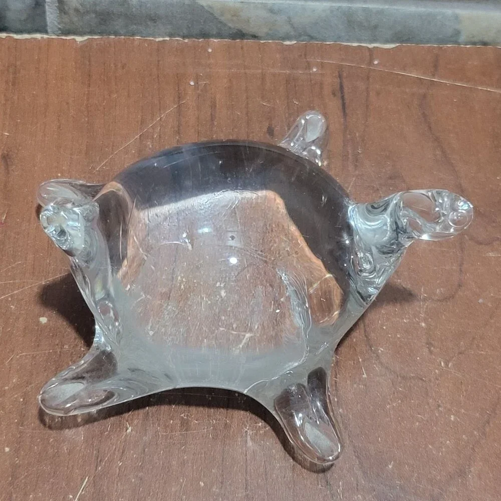 Clear Hand Blown Art Glass Sea Turtle Paperweight